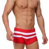 Men's Striped Splicing Color Boxer Swim Shorts Back Zipper Pocket And Thick Fitness Four Corners Quick Drying Men