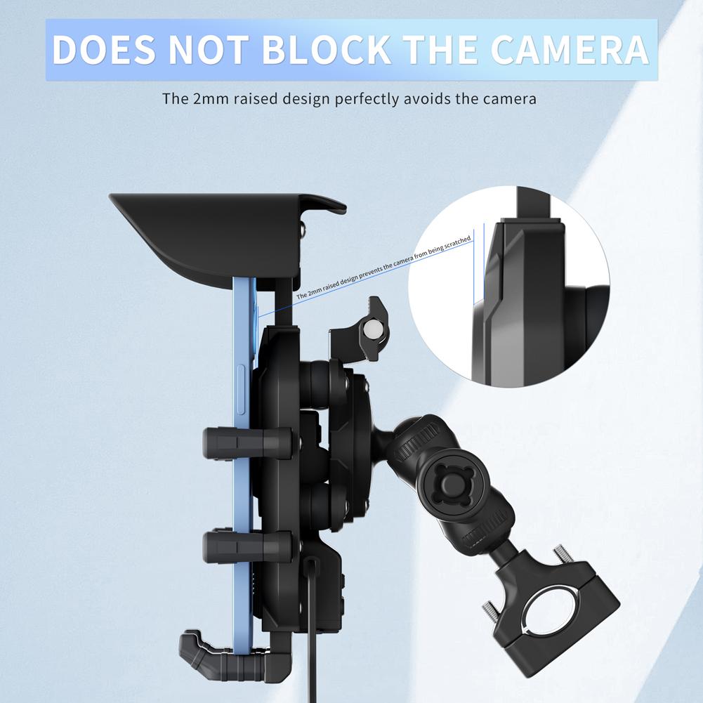 Motorcycle Phone Holder 15W Wireless Charger Shockproof Bike Cellphone Support Anti-Theft Motorbike Phone Bracket Waterproof