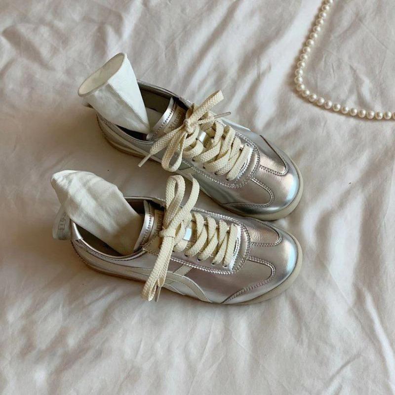 Niche Yellow Women's New Shoes Silver Retro Board Shoes Sports Trendy Shoes