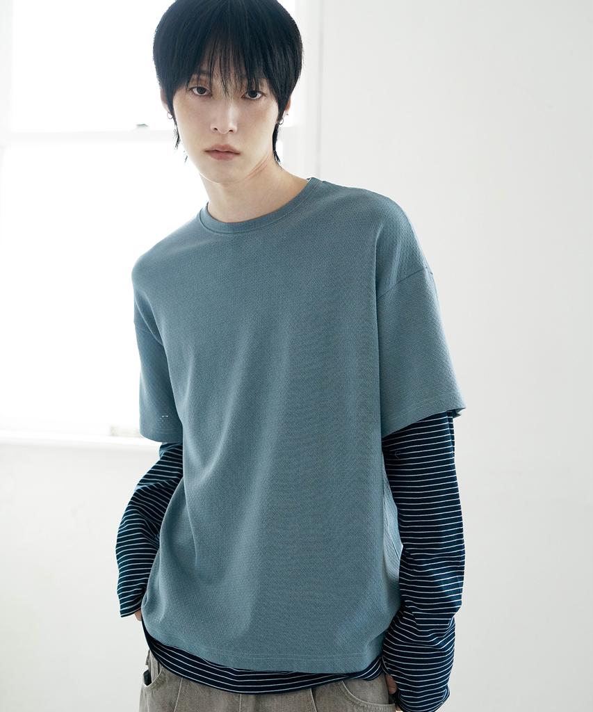Mimdeowodeulobeu Striped Layered Long Sleeve_Blue