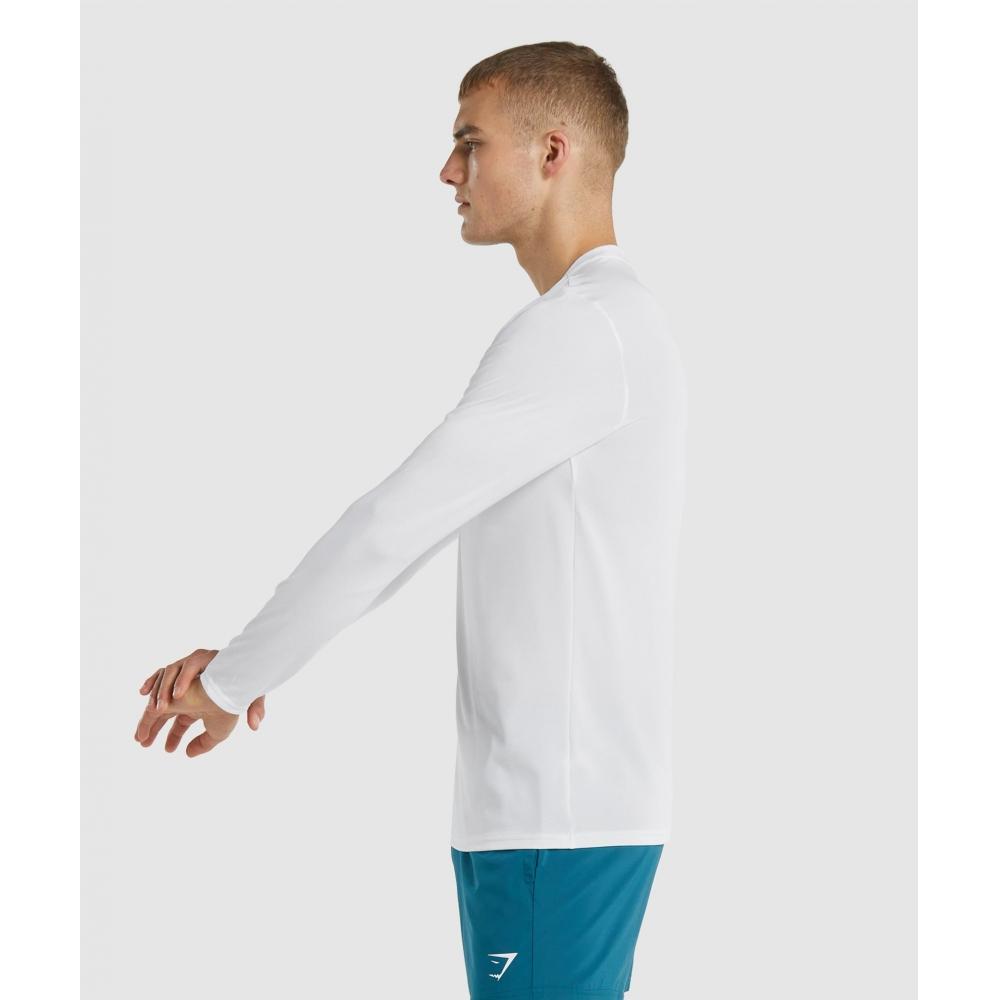 Gymshark Arrival Long Sleeve T shirT whiTe A2a1h Wbbm