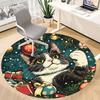1pc Christmas Cat Decorations Carpet for Office Non Slip, Round Carpet, Soft & Comfortable, Carpet for Office, Lightweight Round Floor Mat