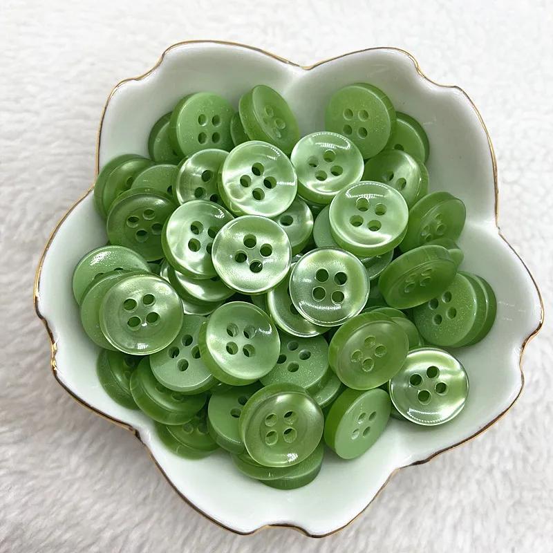50Pcs 12Mm Color Resin Cat Eye Button Pearllight Bowl Shape Four Eye Button Wedding Decoration Sewing Accessories