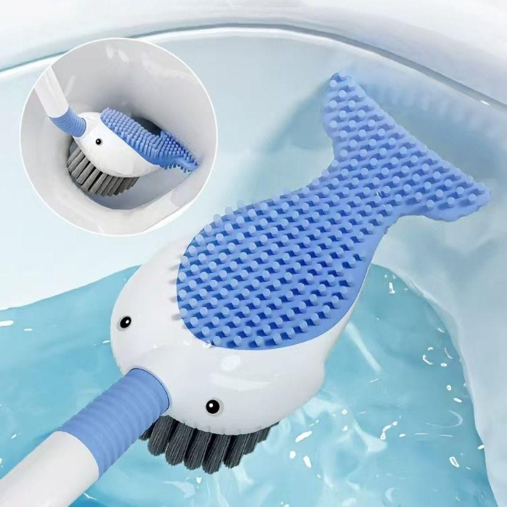 Silicone Toilet Scrubber Hanging Hole Toilet Cleaner with Holder Toilet Brush Set  Bathtubs