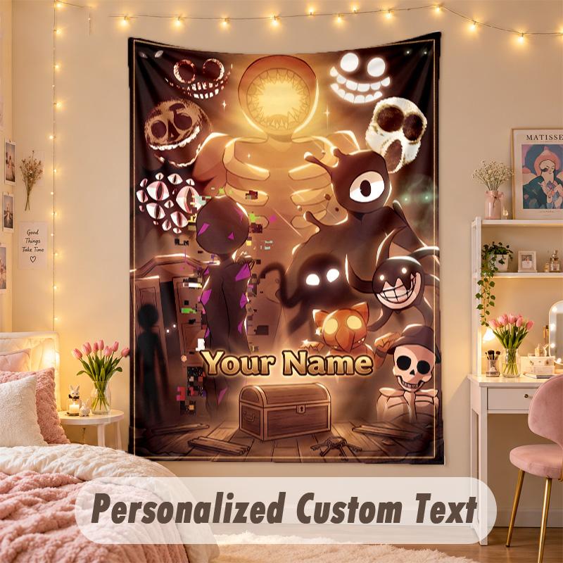 Custom Personalized Tapestry,Doors Print Custom Name Text Wall Art Hanging for Bedroom
