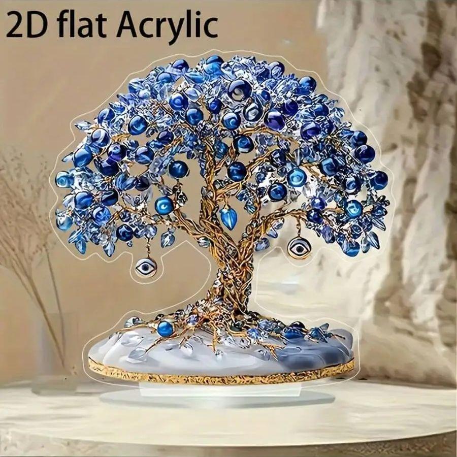 1 pieza Elegante Árbol del Ojo Turco - con cuentas azules transparentes decoración de escritorio - muy adecuado para familias y fiestas