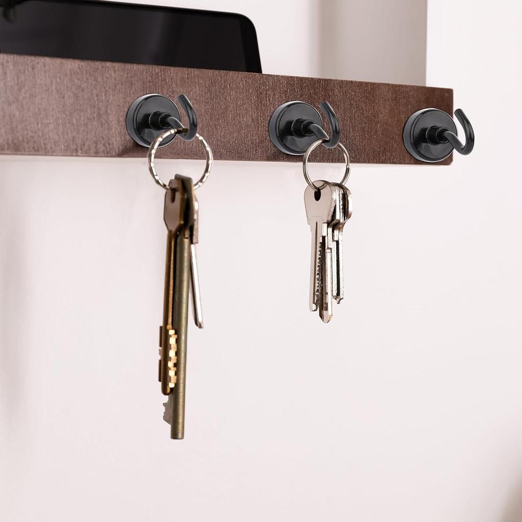 Black Strong Magnetic Hooks Wall-mounted Magnet Hook Multi-Purpose Keys Coat Hanging Hanger Kitchen Fridge Bathroom Organizer