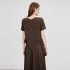 ELLE French Minimalist Irregular Design Vintage Short Sleeve Dress Women Dress EL51981
