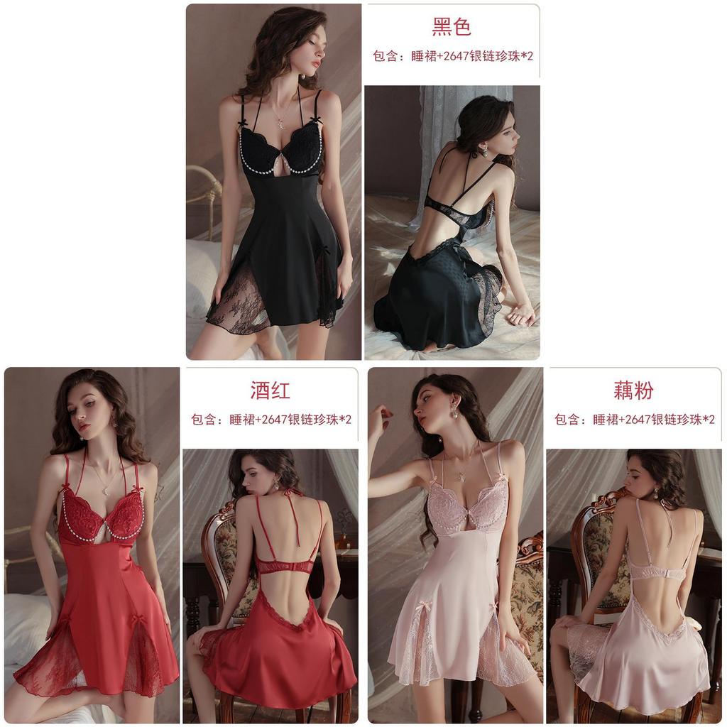 Satin Slip Dress With Lace Trim For Womens Sleepwear And Lounge Comfort
