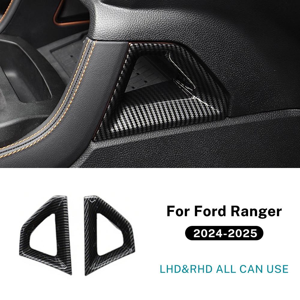 Premium Carbon Fiber Pattern ABS Gear Shift Side Protective Frame For Ford Ranger 2024 2025 2026 Shifter Console Trim