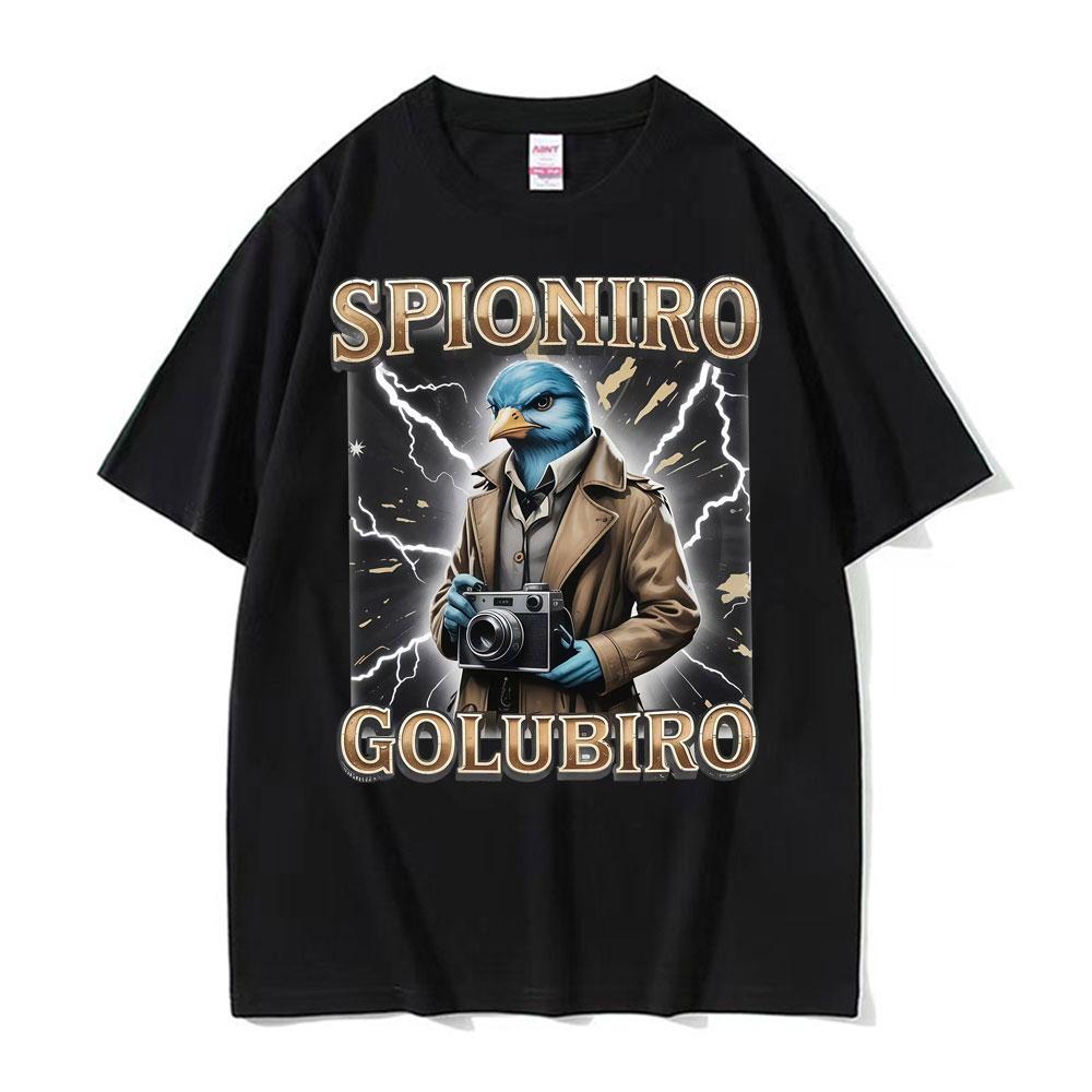 Funny Italian Brainrot Spioniro Golubiro Meme T-shirts for Men Women Summer Tops Comfort T-shirt High Quality T Shirt Streetwear