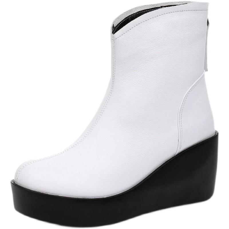 Fashion GKTINOO 2025 New Autumn Winter Women Shoes Woman Genuine Leather Wedges Snow Boots Height Increasing Short Women Boots Platform