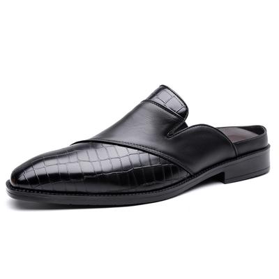 Pantofole Mezze Grandi Taglie Moda Casual Senza Tacco da Uomo Estate Autunno Nuovi Scarpe in Pelle di Design Mulo Uomo Tinta Unita