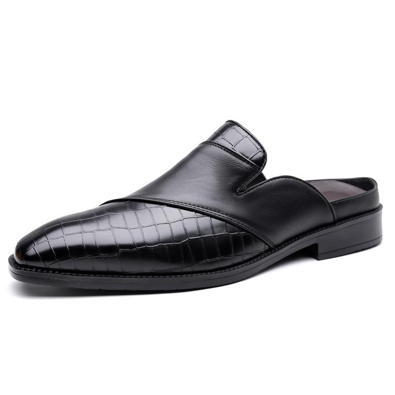 Big Size Fashion Casual No Heel Half Slippers for Men Summer Autumn New Designer Leather Shoes Male Solid Color Mules Man
