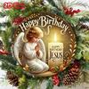 Metal Round Wall Art Angel Happy Birthday Jesus Christmas Decor