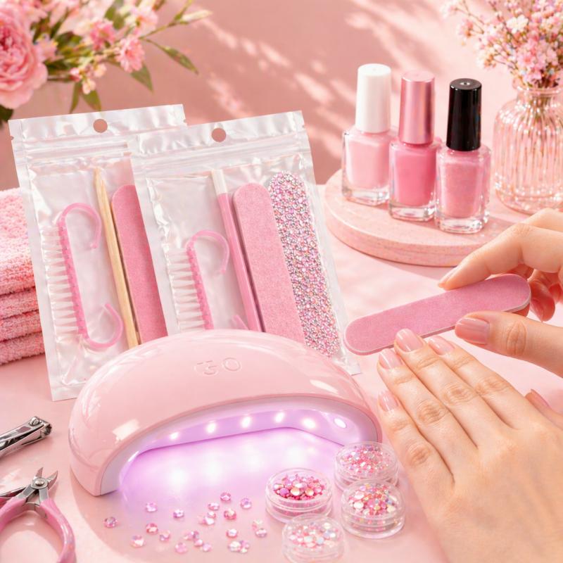 1Set 5Pcs Manicure Kit Mini Nail Files Stick Double Sided Disposable Nail File Brush Manicure Pedicure Nail Cleaning Tools Kit