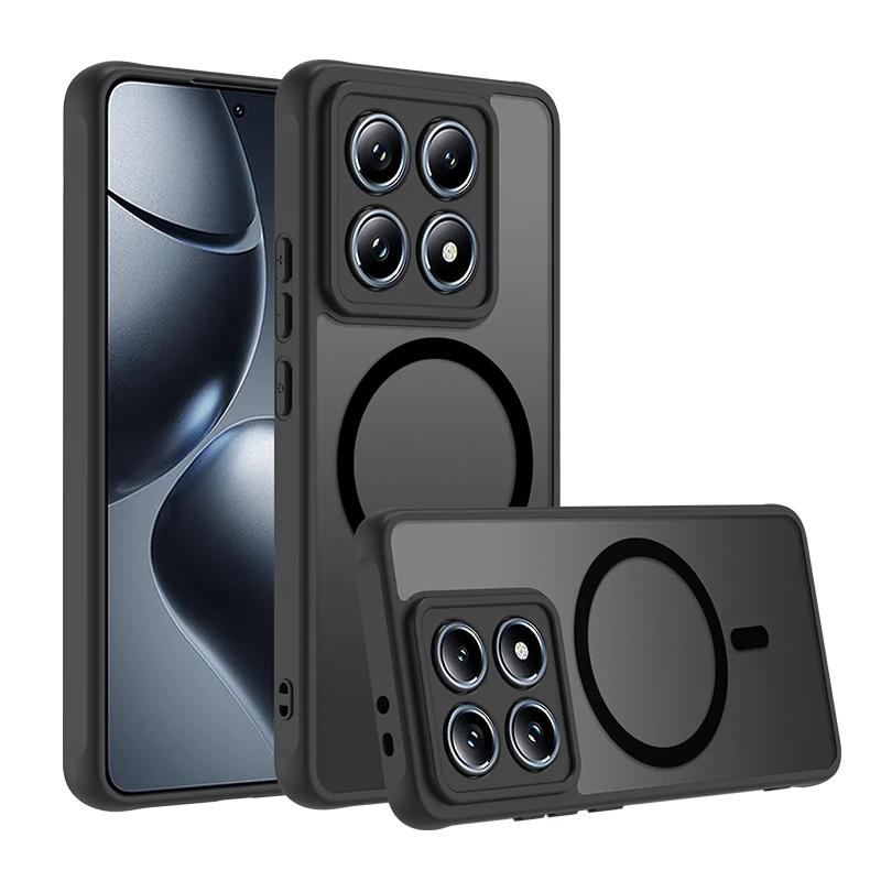 

Case for Xiaomi 14T Pro Matte Transparent Magnetic Wireless Charge Shockproof Funda For Xiaomi 14T Poco F6 Pro Magsafe Cover for Poco F6 Pro