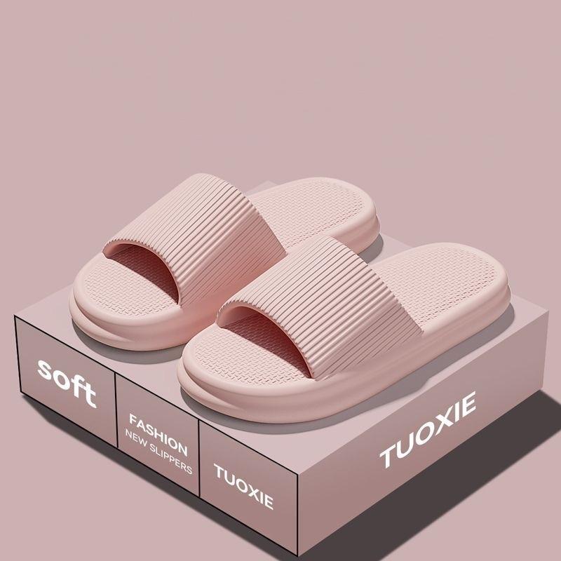 Women Summer Concise EVA Slippers Men Soft Home Slides Couples Bathroom Non-slip Sandals Adults Comfortable Outdoor Beach Shoes