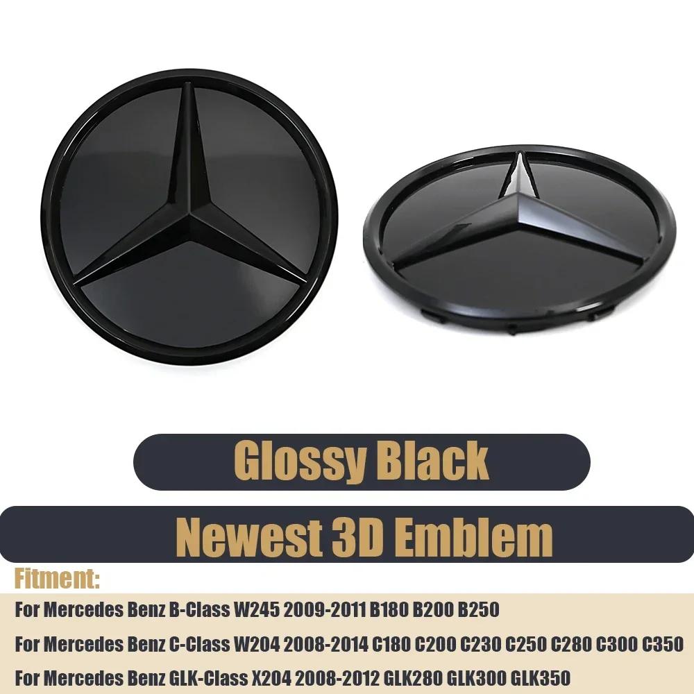 

C200 E300 2026 Hot For Mercedes Benz B C GLK-Class Emblem Badge Front Grill Mirror Emblem 3D Style Flat Glossy Black Rear Trunk