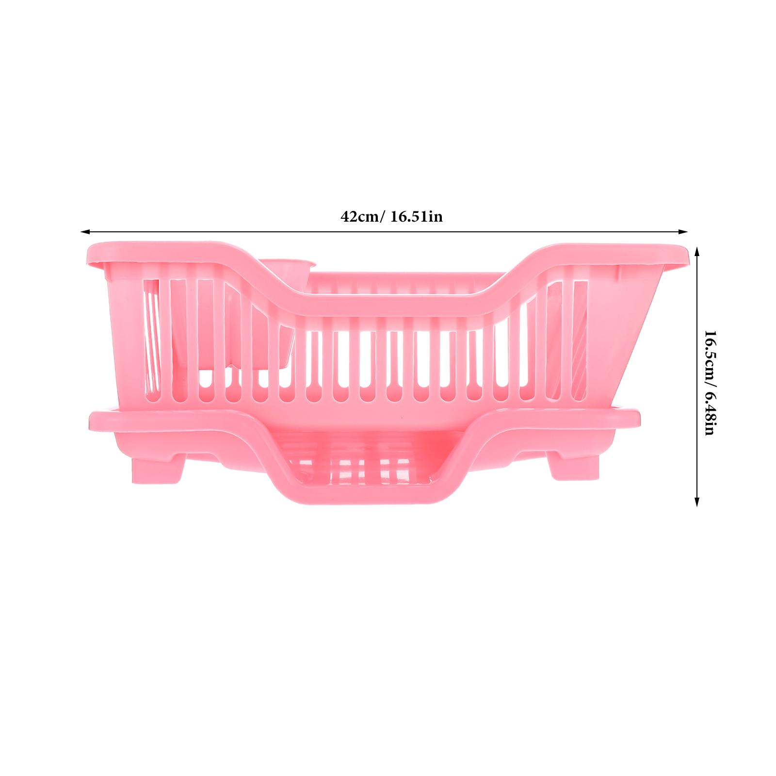 1 set 1 Set Plastic Dish Drainer Kitchen Dishware Basket Large Capacity Storage Rack For Home Hotel Restaurant Simple Style Bowl розовый