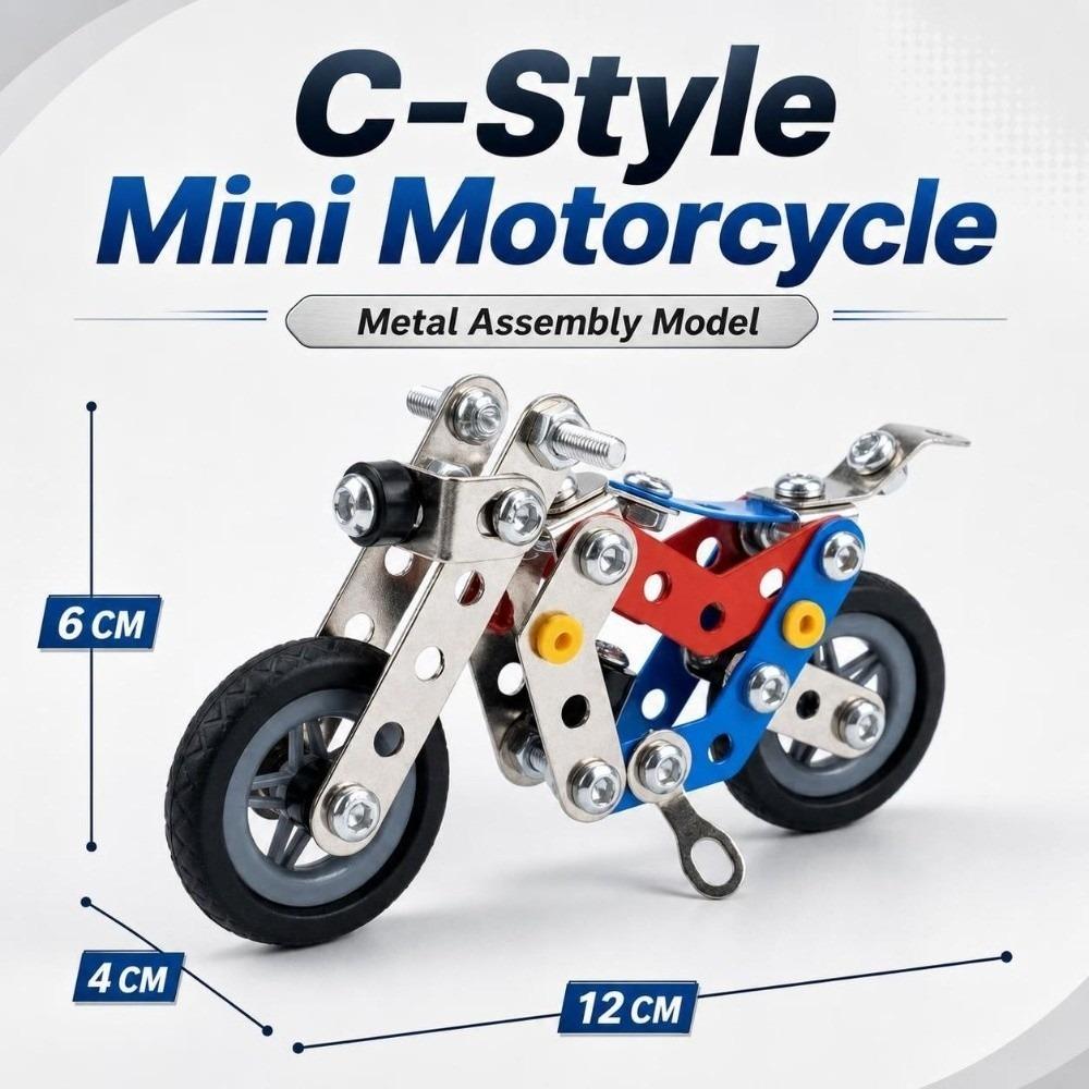 Motorcycle‑Shaped Metal Building Toy Mini‑Sized Assembly Puzzle Toy Motorcycle Model Kit Kids