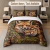 Wolf Fox Theme Custom Text Or Name 3Pcs Bedding Set 1 Flat Sheet & 2 Pillowcases Personalized Home Bedding