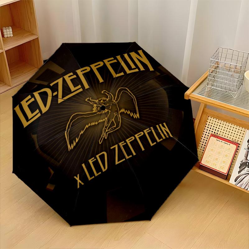 Led Zeppelin Druck 8?Rippen Automatischer Regenschirm Winddicht Leicht Faltbarer Regenschirm Für Reisen im Freien