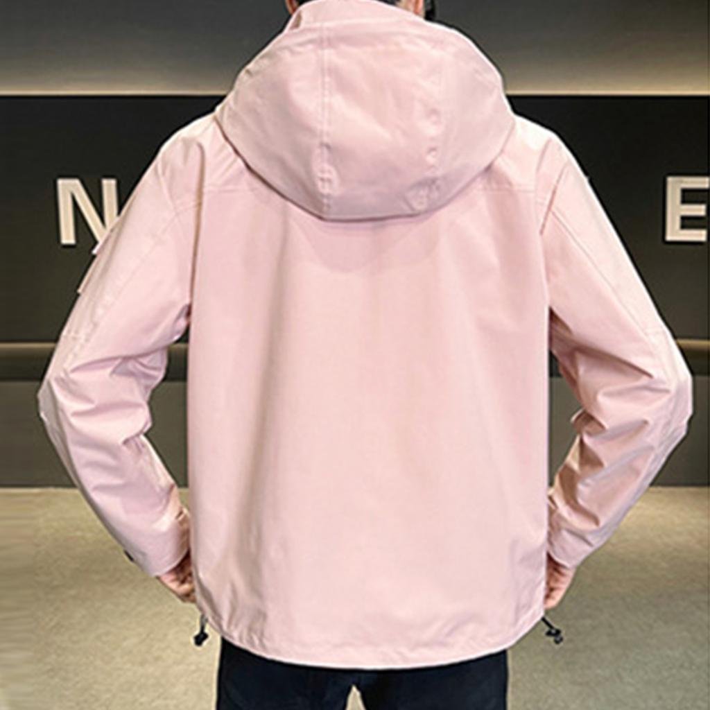 Men's Solid Color Outdoor Casual Jacket Hooded Jacket Men's Workwear Multi Pocket Jacket