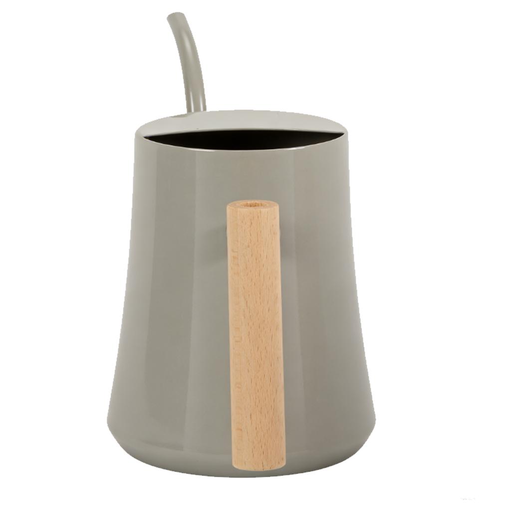 Watering Can with Long Spout 1L Stainless Steel Indoor Plant Watering Can with Wood Handle for Home Garden Flower Gray