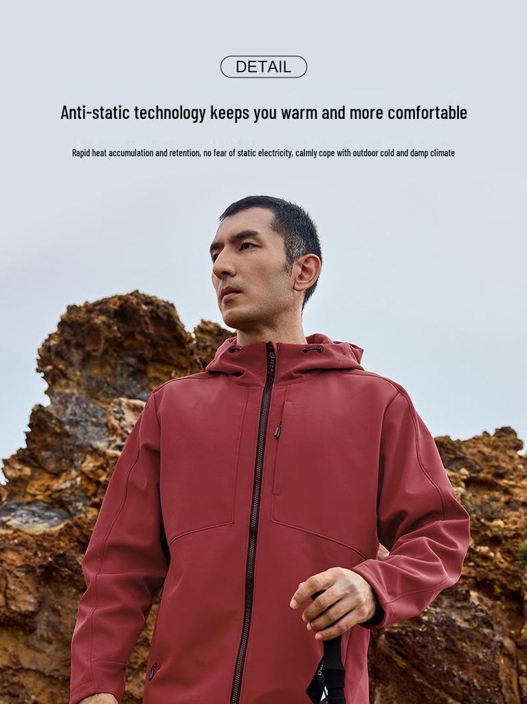 Water-Repellent Hooded Softshell Jacket for Couples – Windproof Outdoor Camping Outerwear