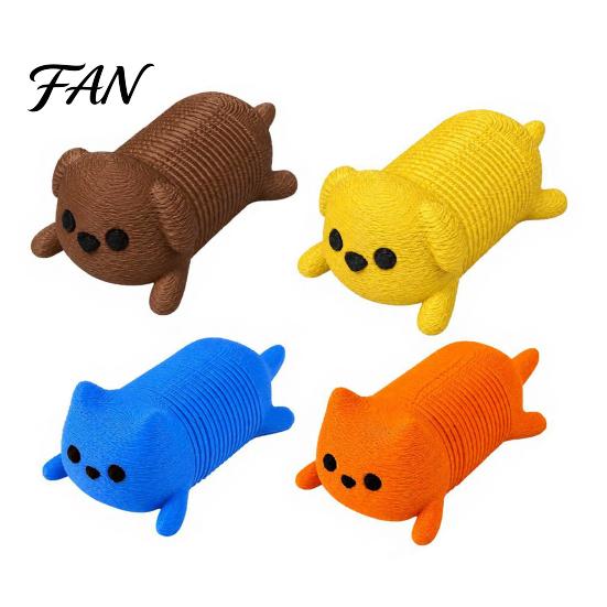 Springy Animal Fidget Toy 1/4Pcs 3D Printed Cat Toy, Lying Spring Dog Stress Flexible Relief Stretchy for Desk Decor Sensory Toys