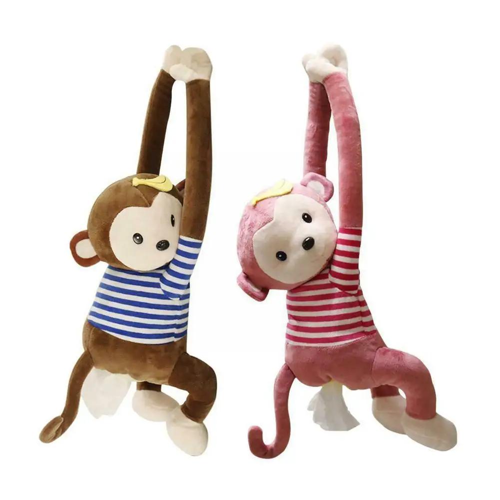 Creative Cute Cartoon Monkey Home Office Car Hanging Paper Napkin Tissue Box Cover Holder Portable Paper Box Soft 3D Animals