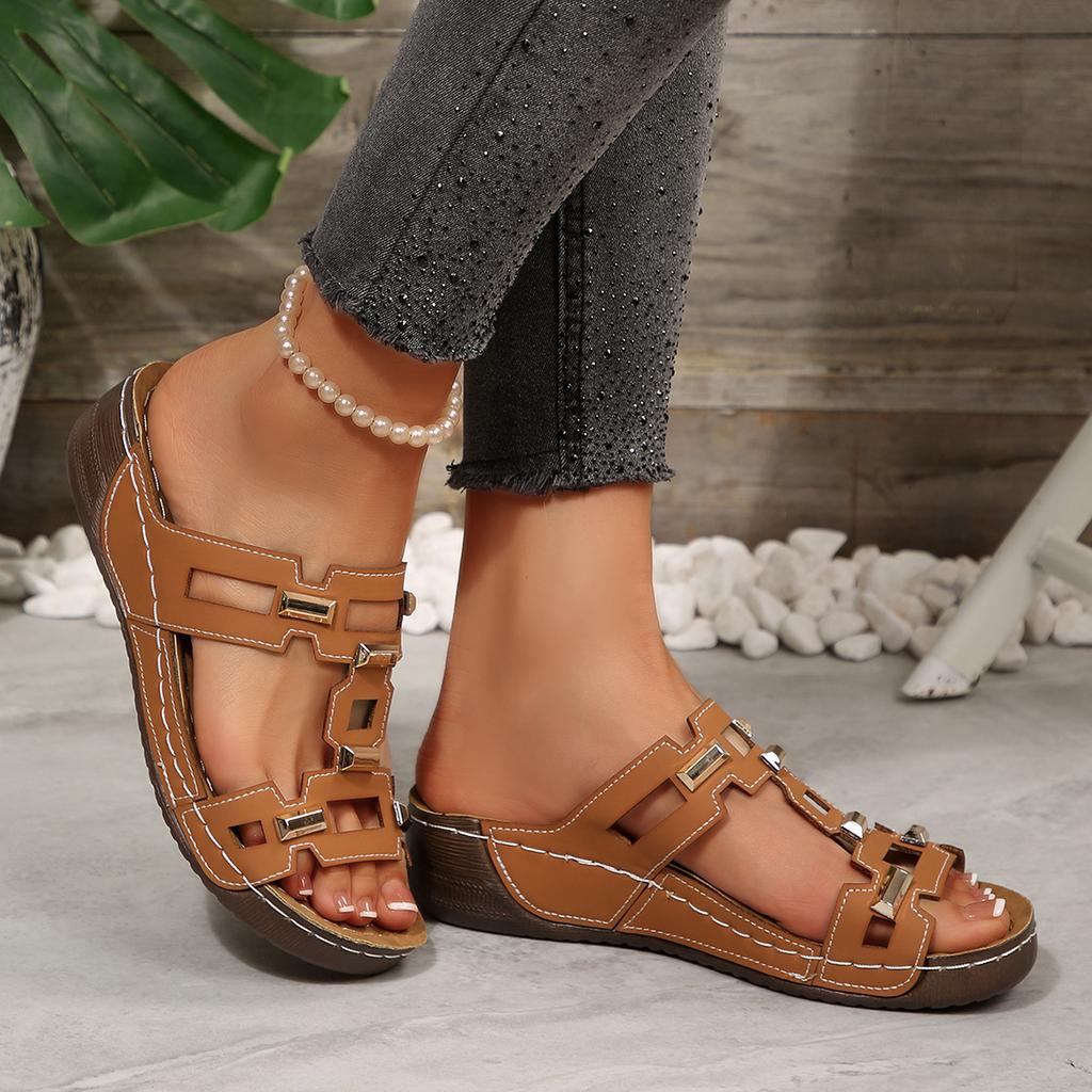 Large Size Roman Style Women's Sandals Open Toe Beach Slippers Summer Wedges Comfortable Outdoor Slip-on Shoes For Women