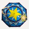 Stained Window Panel with Star, Moon, Sun DesignUmbrella, Portable 3-Fold Umbrella for Men & Women,Christmas Gift ES297