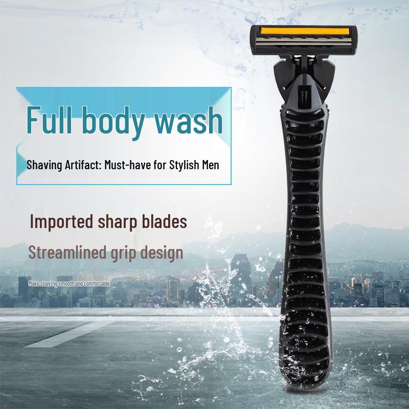 Jierui Stainless Steel Double Layer Manual Men's Razor with Holder and 30 Blades