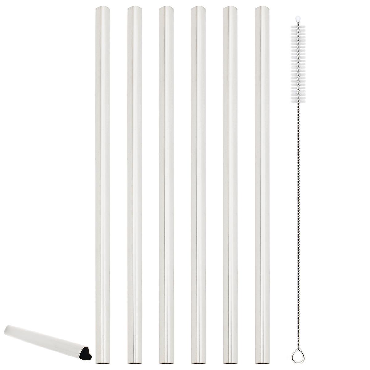 

6 шт. Соломинки из нержавеющей стали с надписью Love для фруктовых соков, молочных коктейлей, коктейлей, жемчужного молочного чая, набор соломинок для питья, кухонные барные аксессуары серебряный