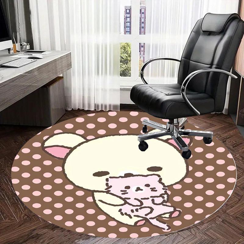 1pc Kawaii Bear Icon Round Carpet, Made of Polyester,Perfect for Decorating Office Chairs, Living Rooms Fplt142