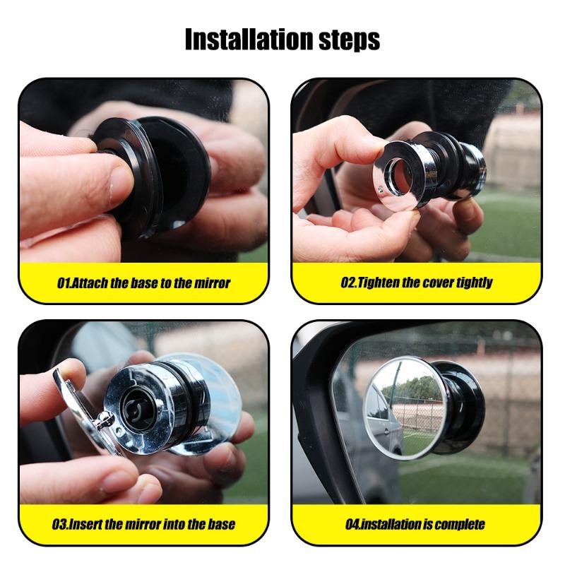 Car Blind Spot Mirror Auto Explosion-proof Edge Reverse Wide Angle 360° Adjustable Small Round Mirror Rearview Mirror Decoration