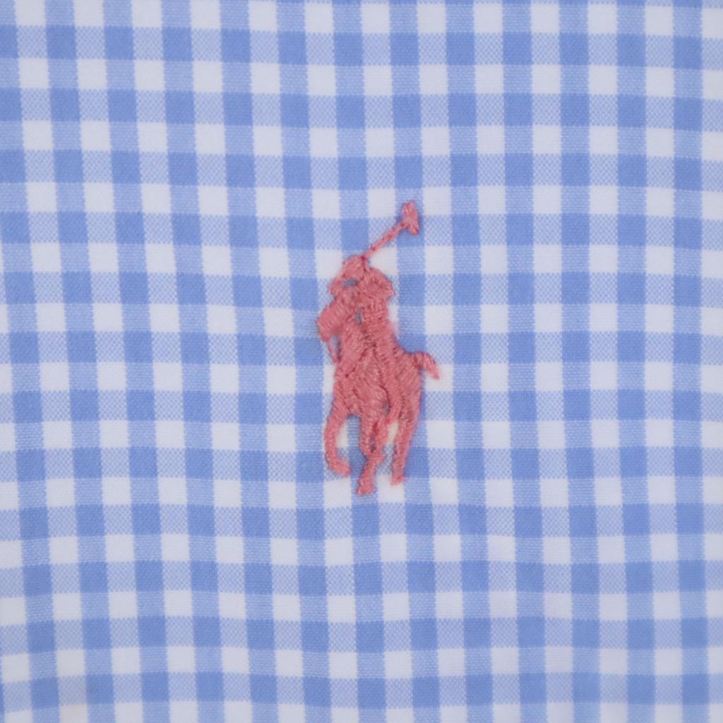 Ralph Lauren Gingham Check Short Sleeve Button Down Shirt M Blue Men's Used