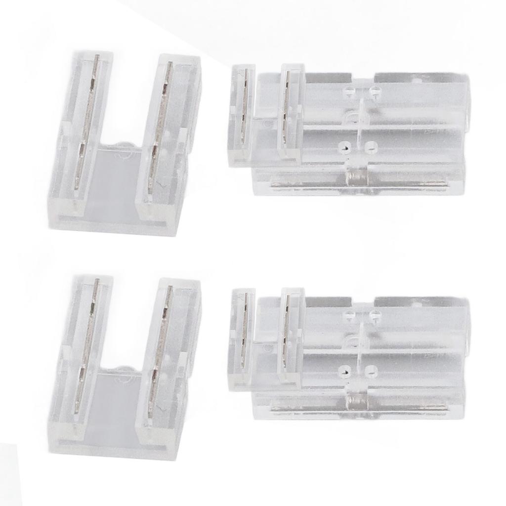 20 Pcs FCOB COB LED Strip Connector 8mm 0.31in Transparent Solderless COB LED Strip To 2 Pin Wire Connector