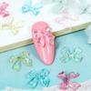 1Bag Pink Candy Ribbon Bows 3D Nail Charm Transparent Jelly Color Summer Nail Decoration Accessories DIY Manicure Decor Parts