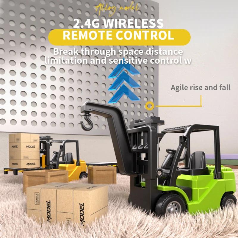 1/64 Mini Desktop Toy Car Alloy Rc Forklift Truck App 2.4G Remote Control Car Flatbed Cart Vehicle Toy for Children Adult Gifts