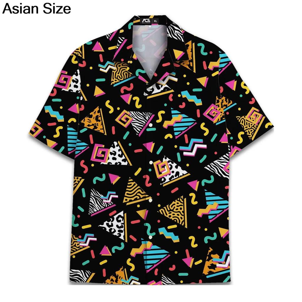 Retro 80s Pop Art Hawaiian Shirt 2025 Neon Cassette Skateboard Headphone Shirt, Vintage 90s Party Button-Up Summer Unisex Shirts