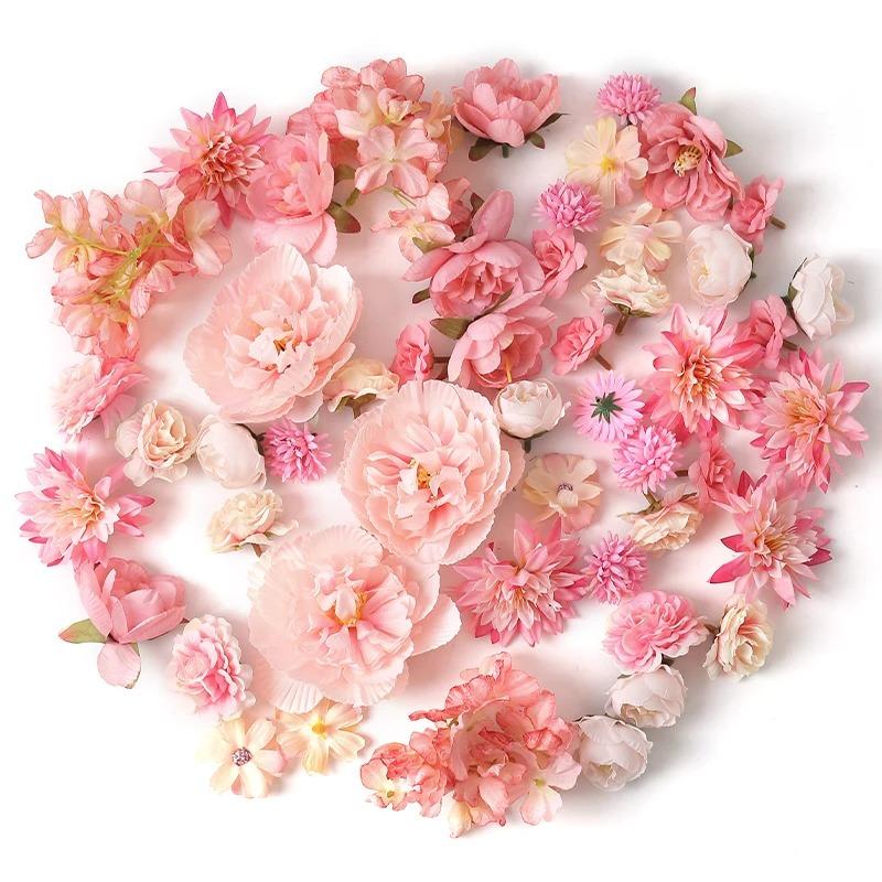 

17Pcs/Bag Mix Artificial Flower Head for Table Home Room Decor Craft Wreath Bride Wedding Christmas Decoration Navidad 2026 Gift 17Pcs розовый
