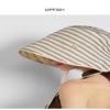 Breathable Striped Linen Sun Bonnet With Adjustable Chin Tie Uv Protection For Beach Vacation Outdoor Use