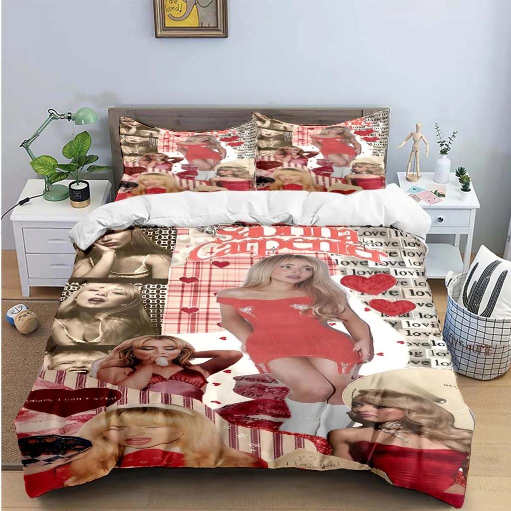 Comforter Pop Female Singer S-Sabrina Print Bedding Sets Exquisite Bed Supplies Set Bed Comforter Set Bedding Set Luxury Gift