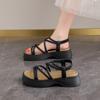 CRLAYDK Women's Summer 2024 Walking Sandals Ankle Elastic Strap Platform Casual Wedge Soft Leather Slides Open Toe Beach Shoes