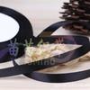 Black Polyester Satin Ribbon with Lace Edge for Clothing and Gift Packaging