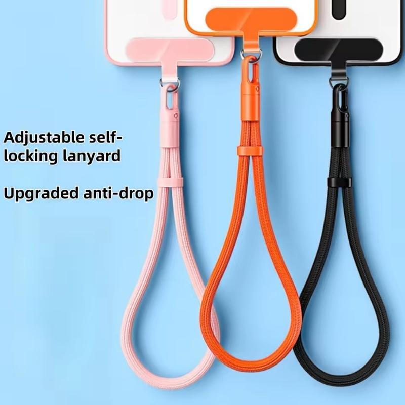 Universal Adjustable Mobile Phone Lanyard Short Wrist Strap with Self-locking Anti-drop Design Durable Polyester Phone Strap