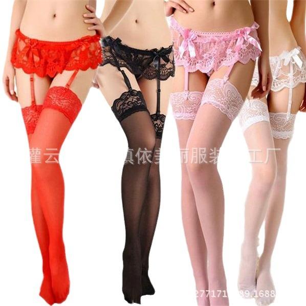 Lotus Leaf Lace Sexy Lace Sex Stockings Garter Belt Open Sex Stockings Set Royal Sister Stockings Clip Pure Desire